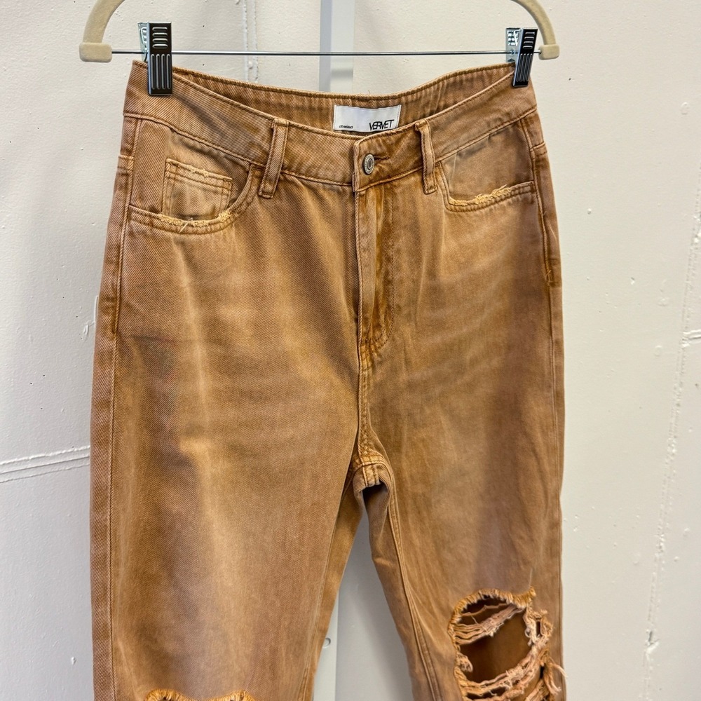 Vervet Kiss Of California Super High Rise 90's Vintage‎ Crop Flare Jeans W27 Tan - Picture 6 of 14